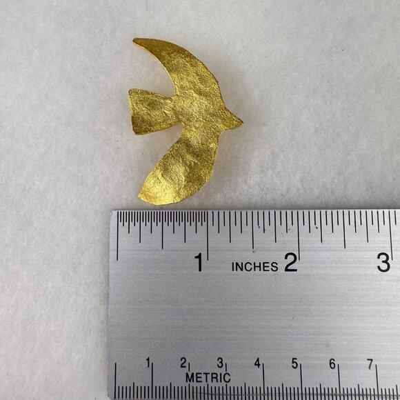 Galt Vintage Gold Tone Dove Brooch Pin Textured Metal Accent Jewelry - Picture 7 of 7